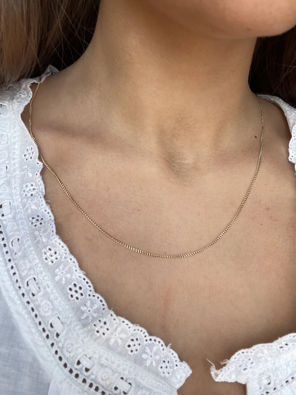 Longue chaine vintage en or jaune maille gourmette 50cm — Bijoux