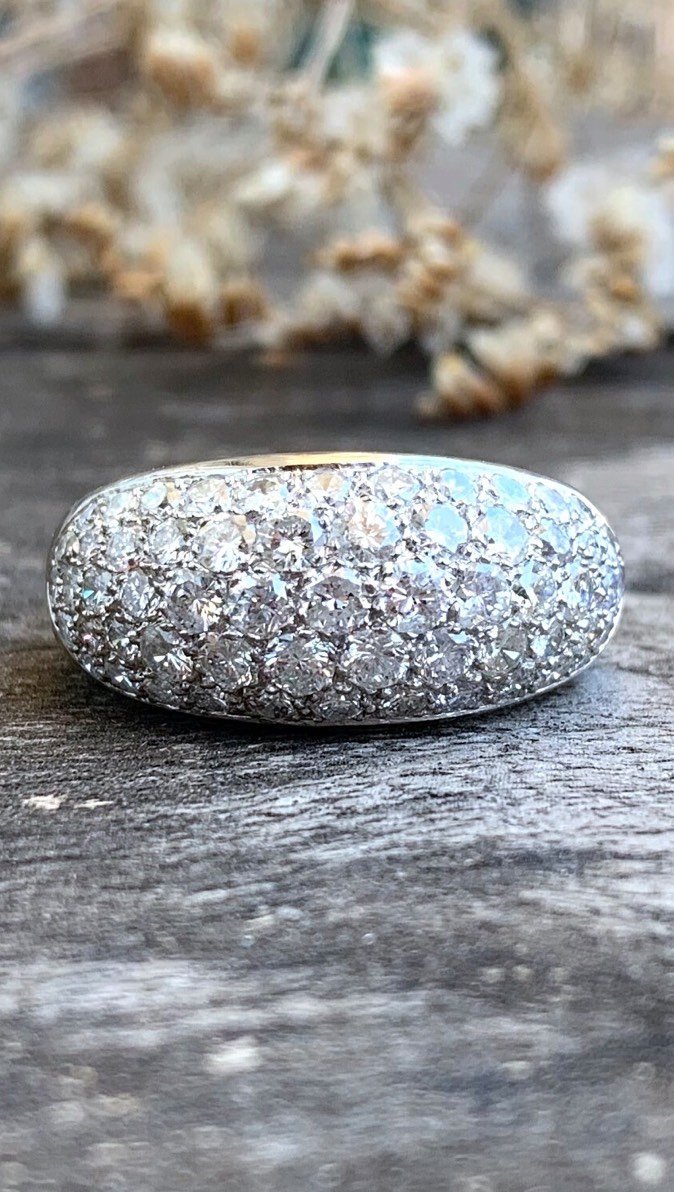 Broche Barrette Or Argent Avec Pierre De Lune Et Diamants – Fin XIXe, Occasion En Très Bon état
