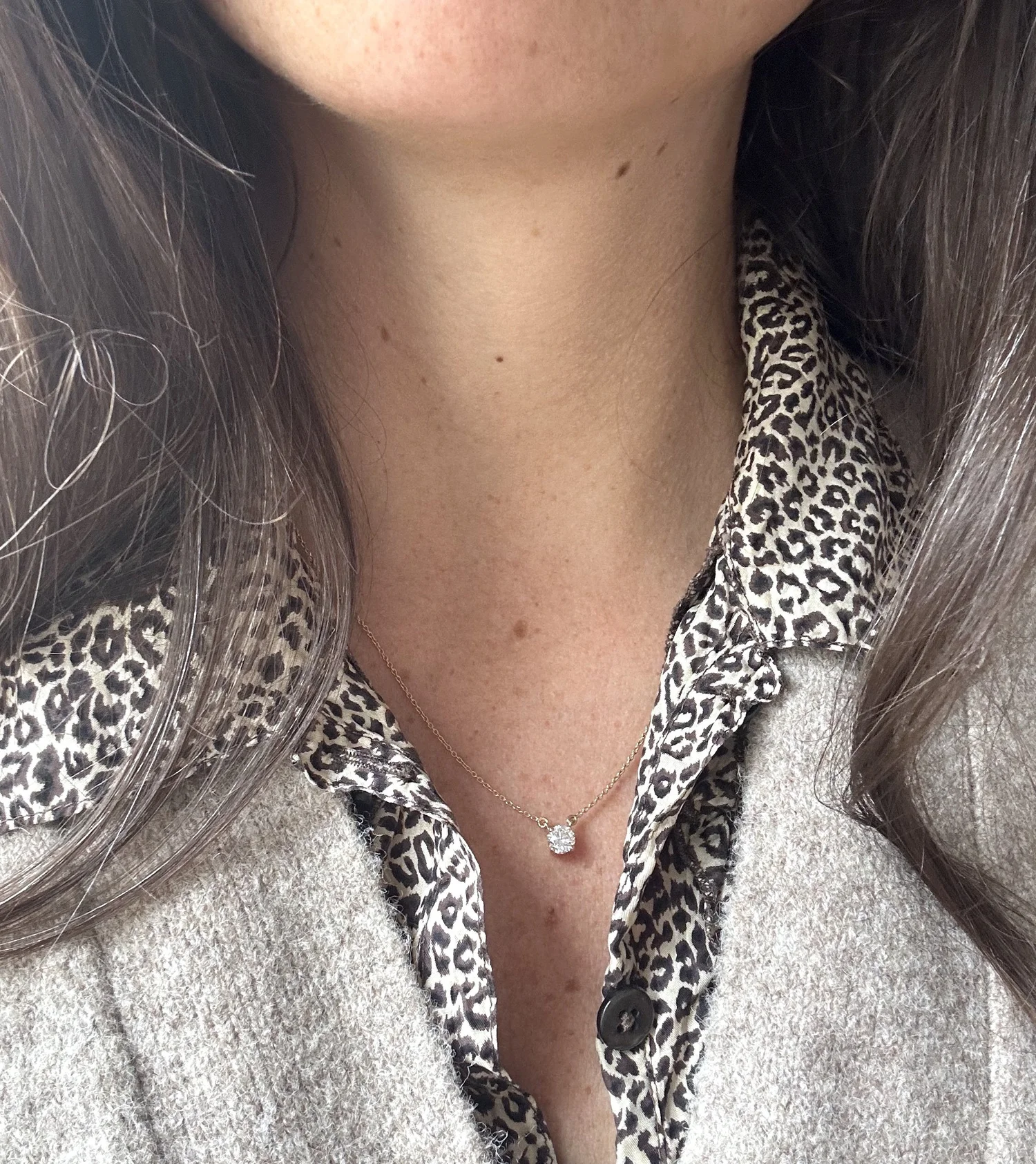 Collier Vintage Or 18k 6.30g Avec 5 Diamants 0.82cts - Bijou Occasion Remis à Neuf