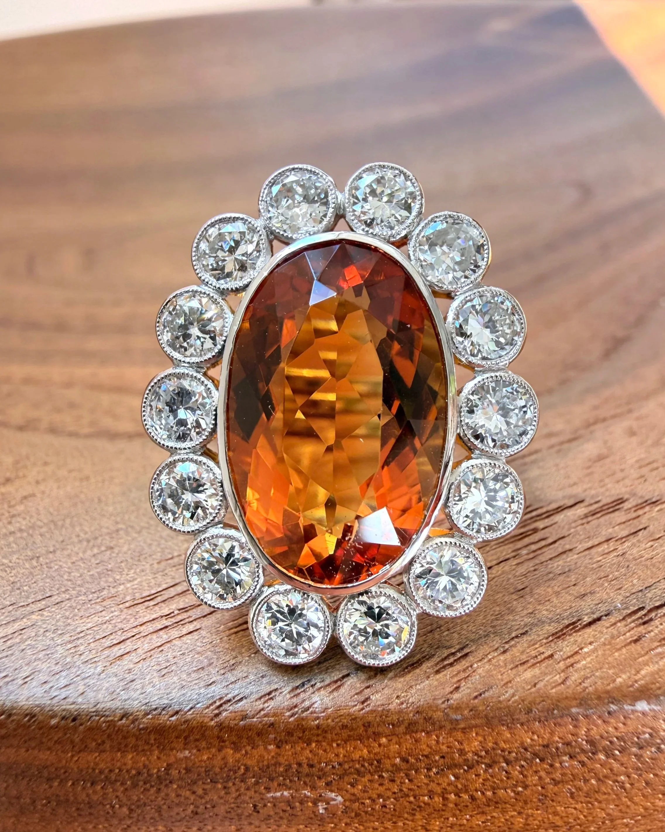 "La Magnifique" Bague ancienne d'époque Art Déco en platine, citrine et diamants