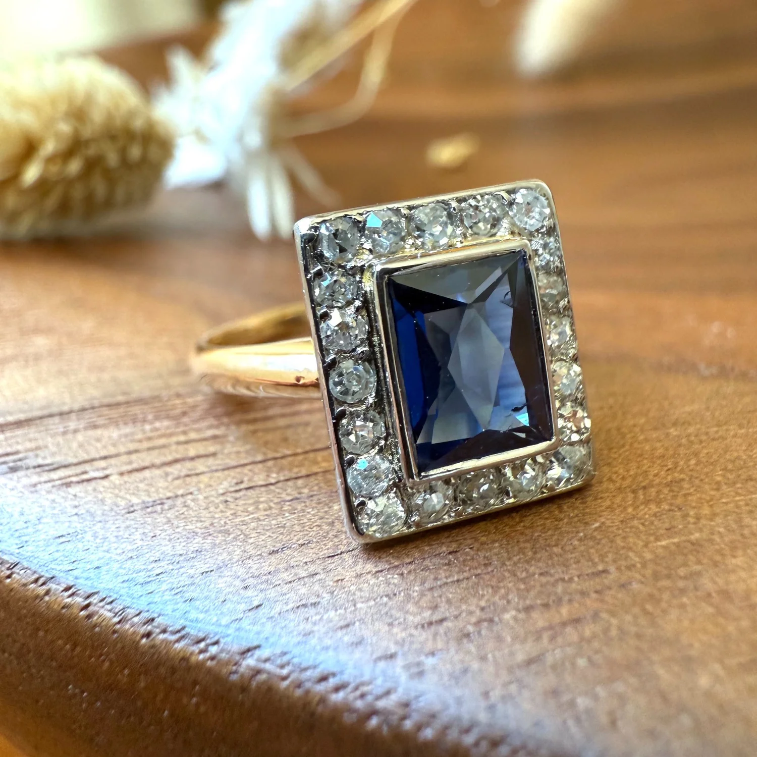 Bague Fleur Bague Art DÃ©co Vintage Bague Saphir Jaune Bague