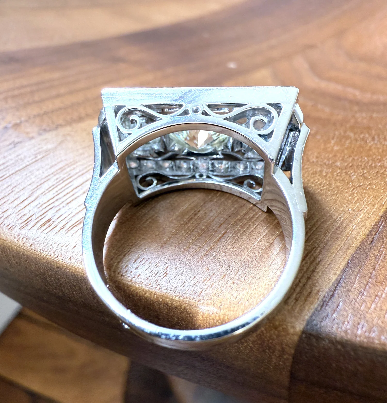 Bague Tank Art Déco Or Platine Années 40/50 - Bijou Ancien Ring T55 - Occasion