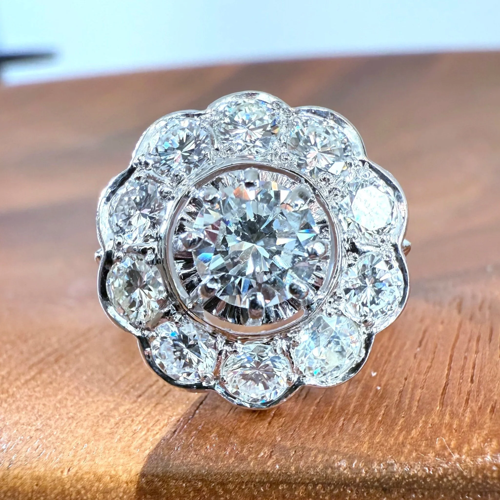 "La Coeur" Bague vintage en or blanc, platine et diamants