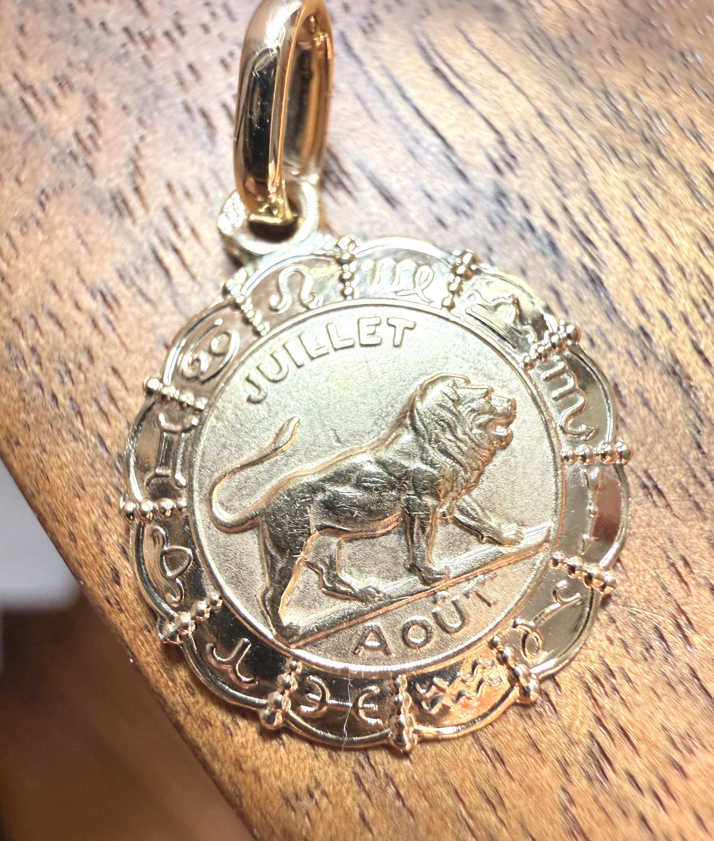 Ravissant pendentif du signe astrologique du Lion en or jaune