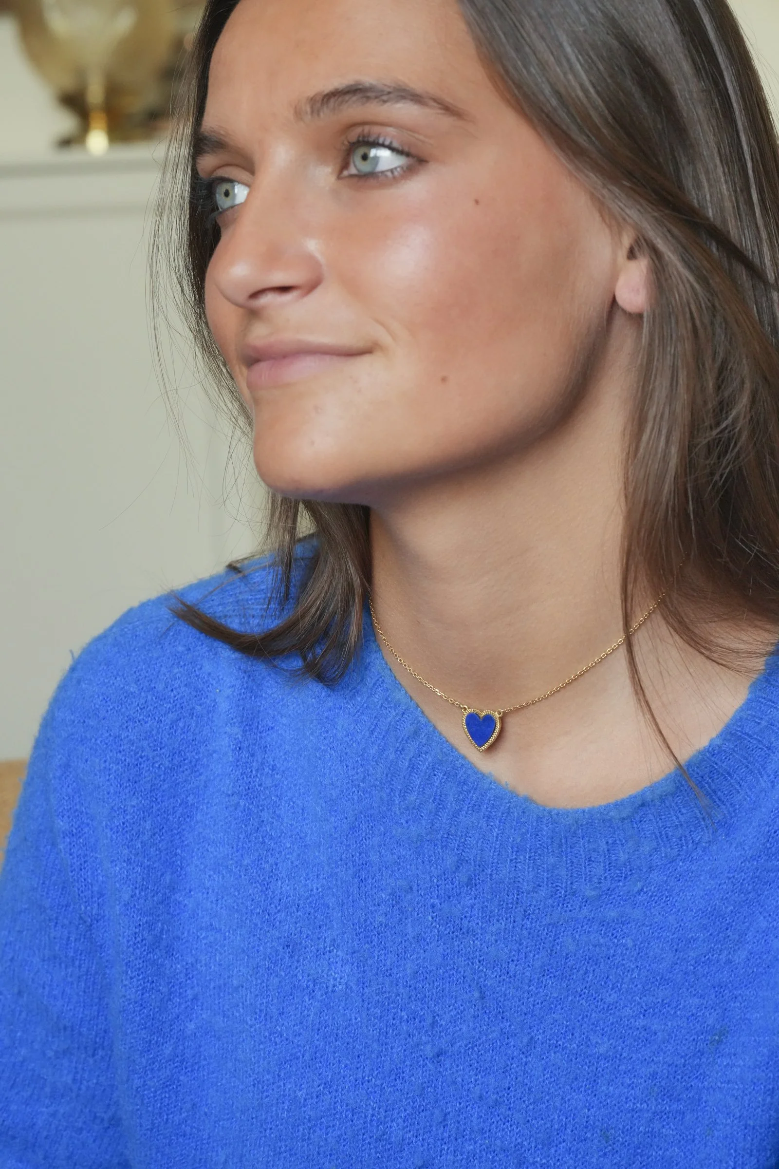 Collier coeur en or jaune et Lapis Lazuli