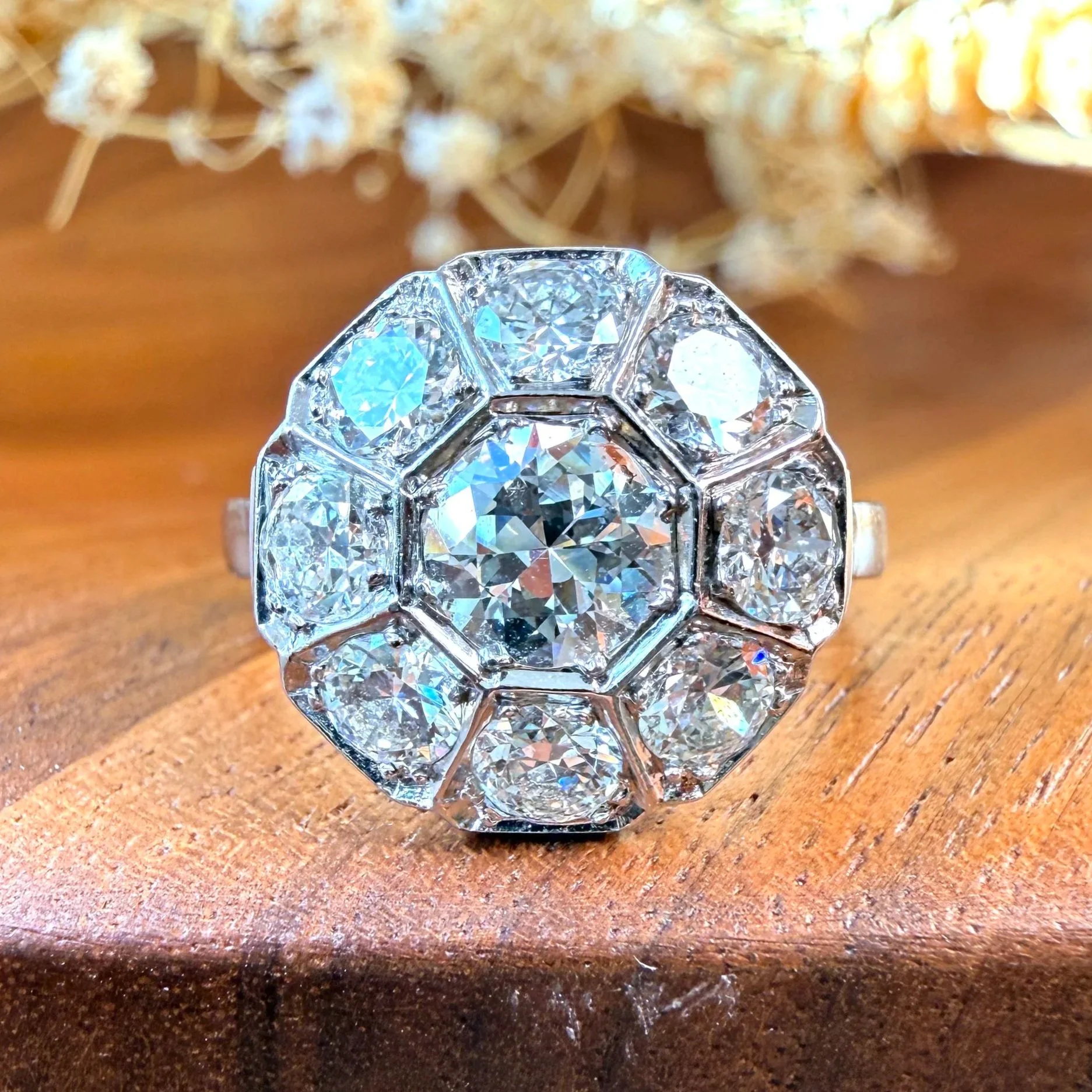 "La Milano" Bague ancienne d'époque Art Déco en platine et diamants