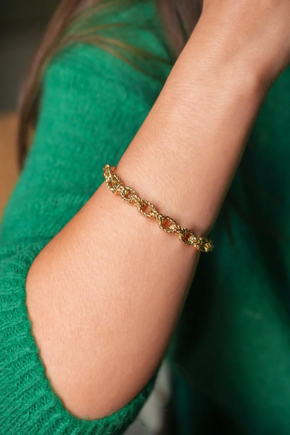 Bracelet Vintage En Plaqué Or Jaune - Maille Chaîne - Occasion