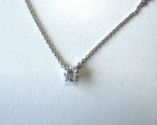 Collier Bijou Vintage - Or Blanc & Cristaux Taillés Type Diamant 616 | Occasion Très Bon État