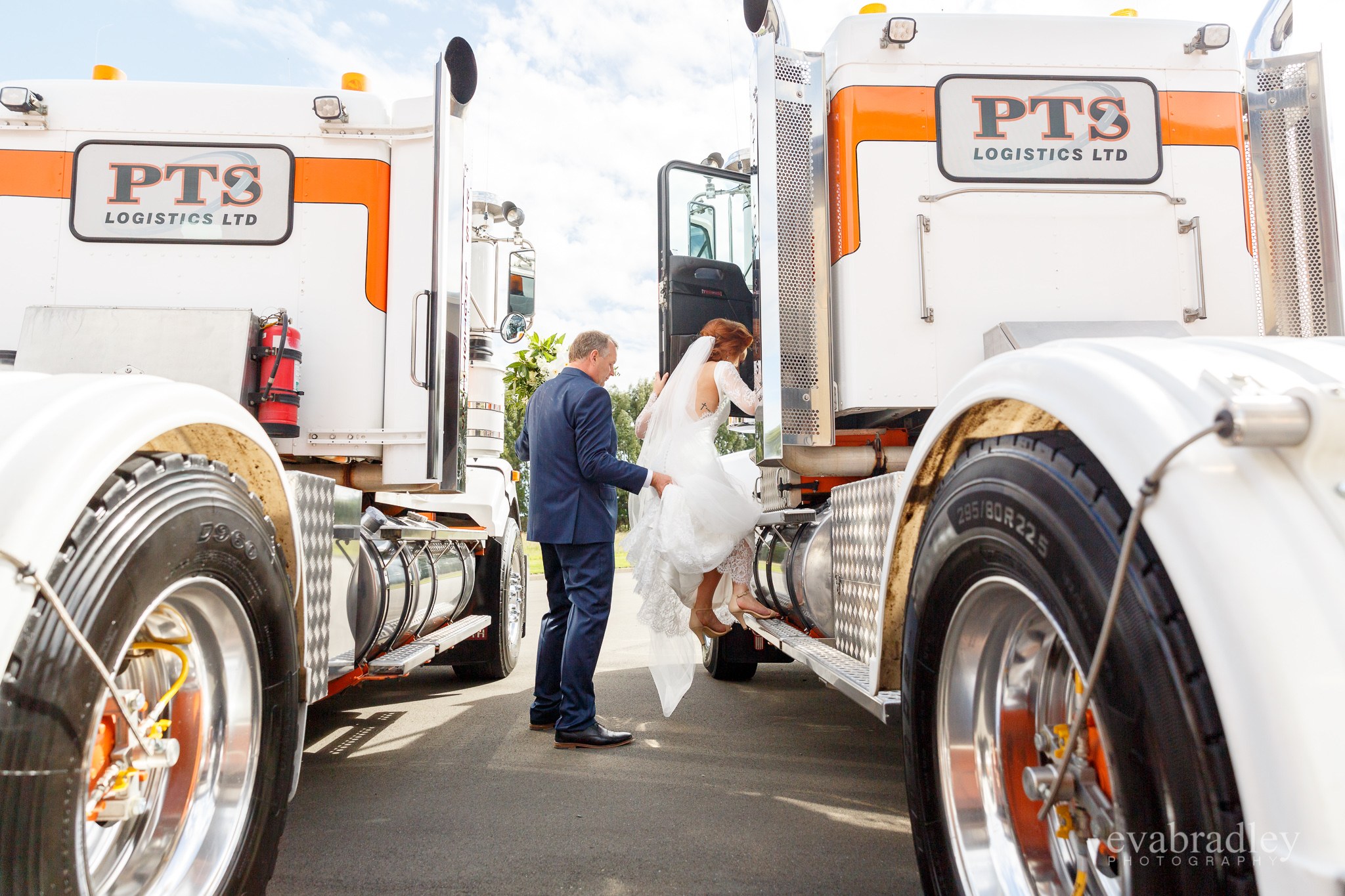 PTS logistics trucks at wedding