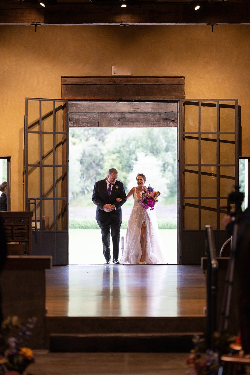 entrance-of-the-bride-real-weddings-church-road-winery-nz