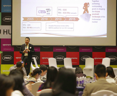 Syaiful Rahim, Finnet’s Director of Business & Services speaking about WAY4 Switch at the international conference ‘New Trends in Payment Innovations’, Vietnam, 2015