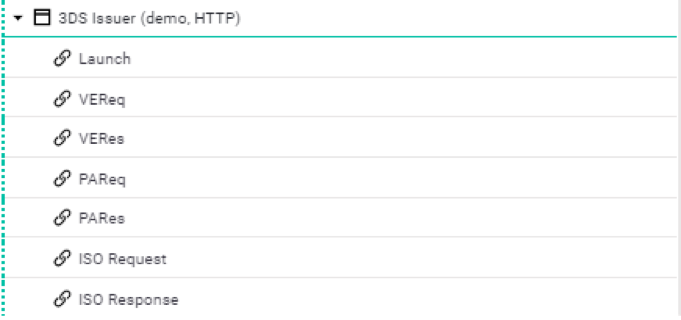 Example of message sequence for testing 3-D Secure transactions