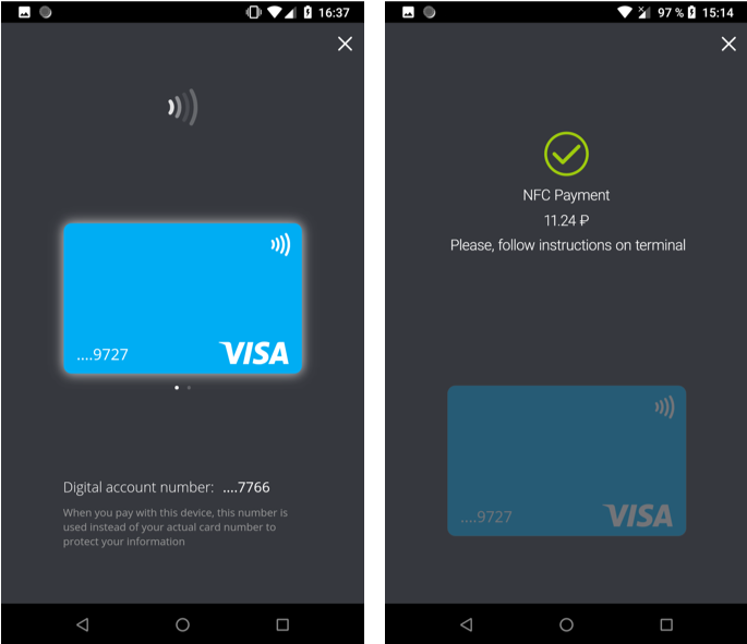 One-tap Visa NFC payments in a WAY4-based mobile app, no other apps needed