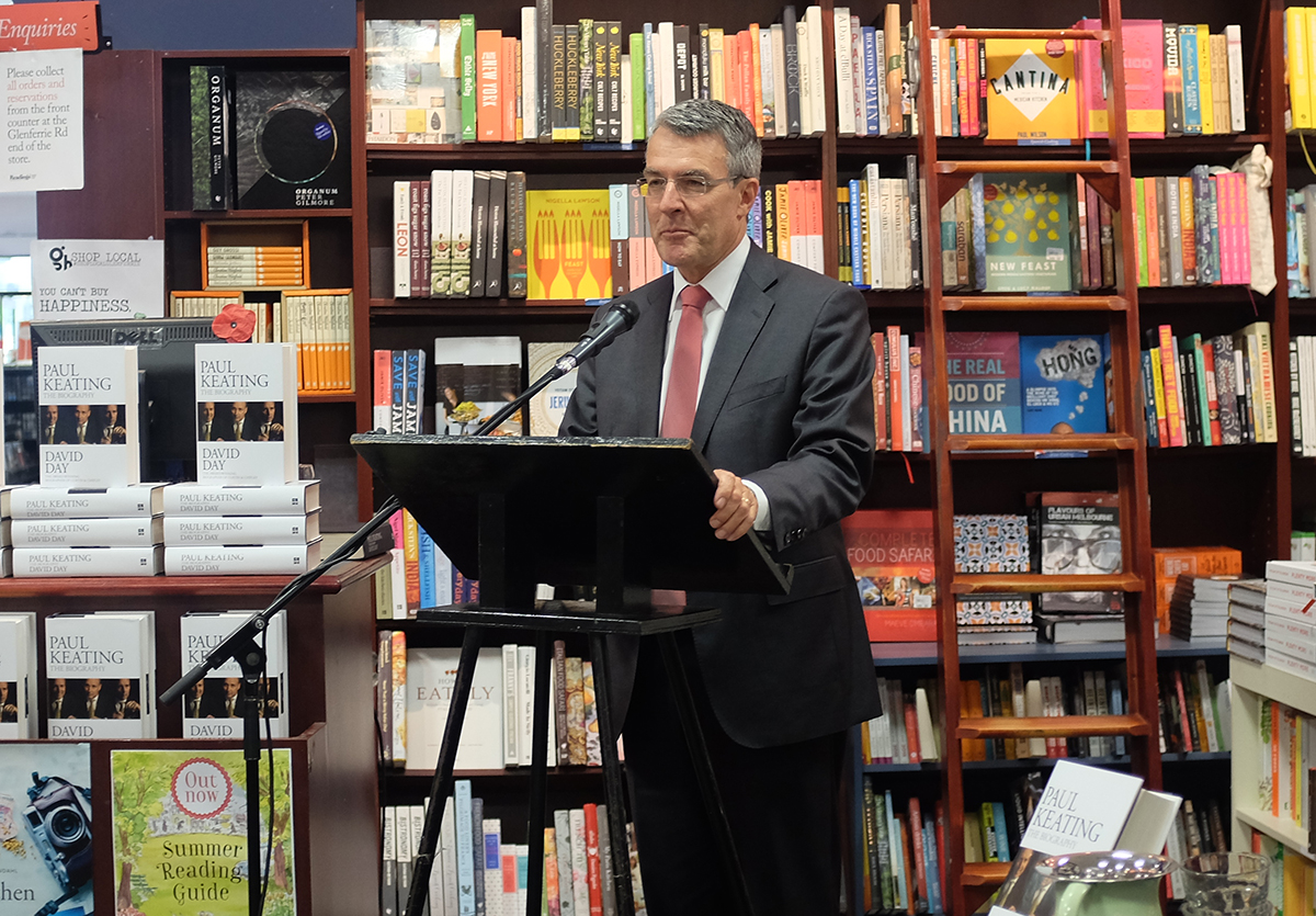 Former Attorney-General Mark Dreyfus launching David Day's Paul Keating: The Biography at Hawthorn Readings.