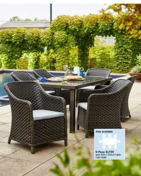 Del Terra Argyle 7 Piece Deluxe Wicker Setting