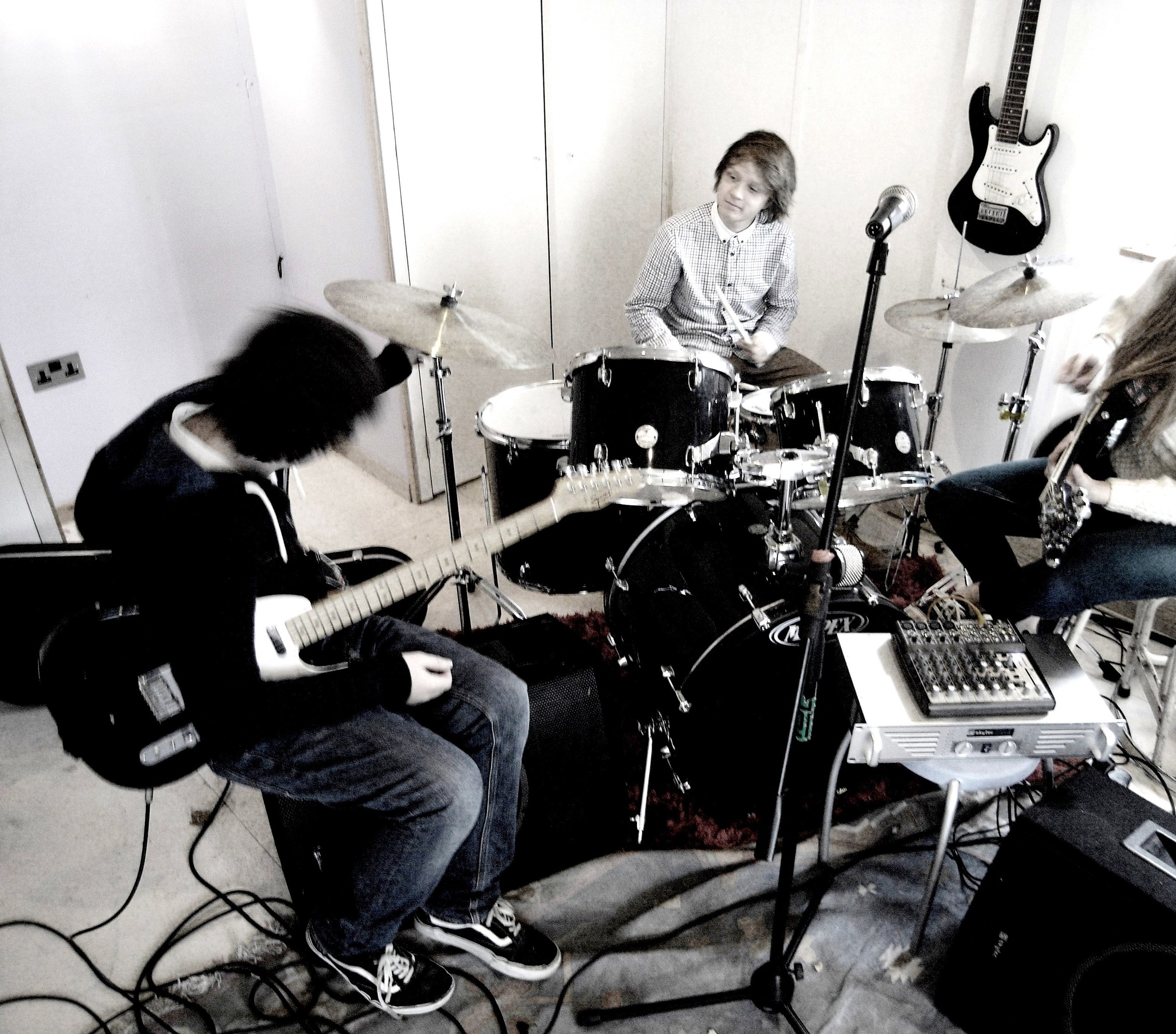 In the new rehearsal room..long ago...before it got wrecked...