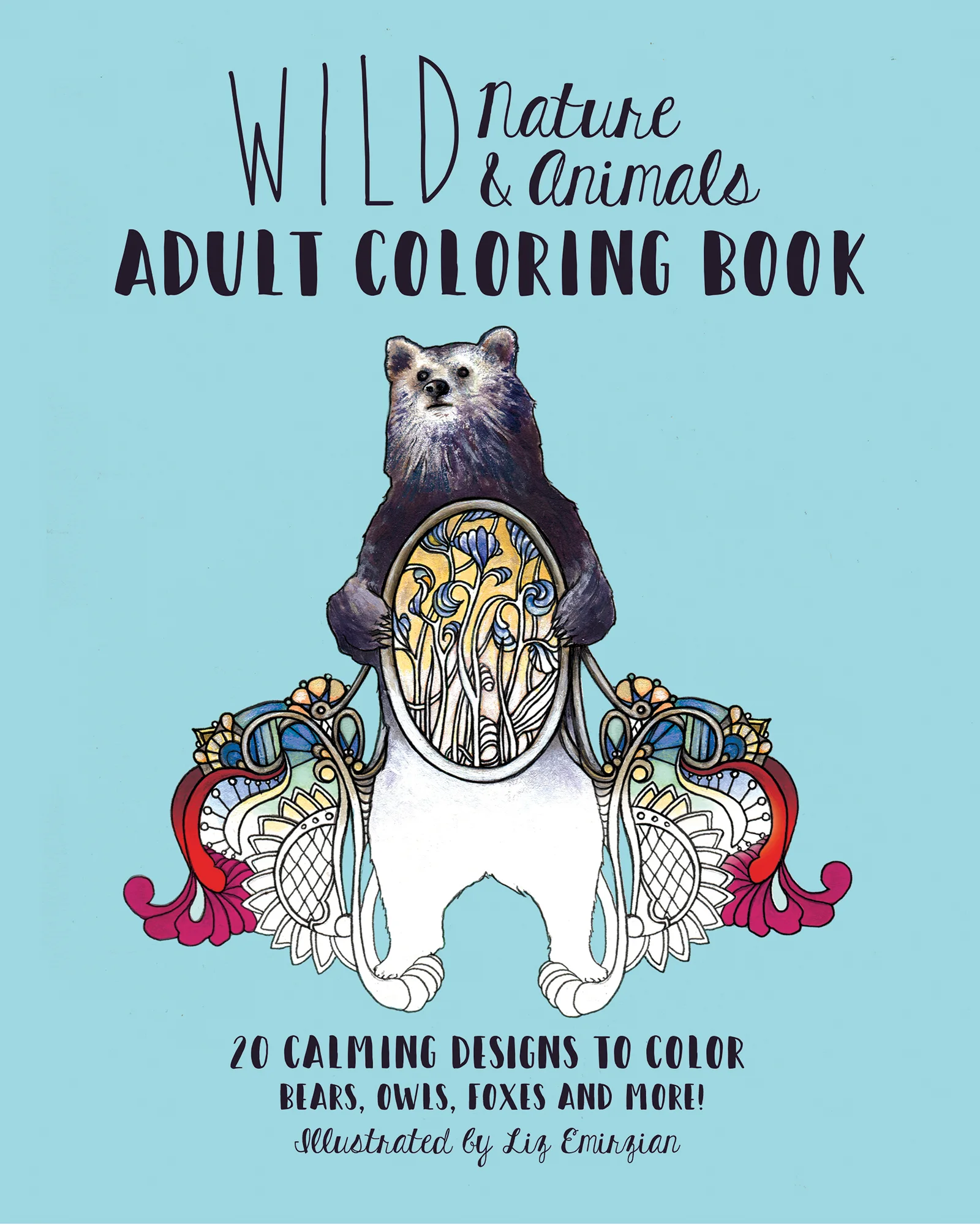 Illustrated Wild Nature & Animals Adult Coloring Book