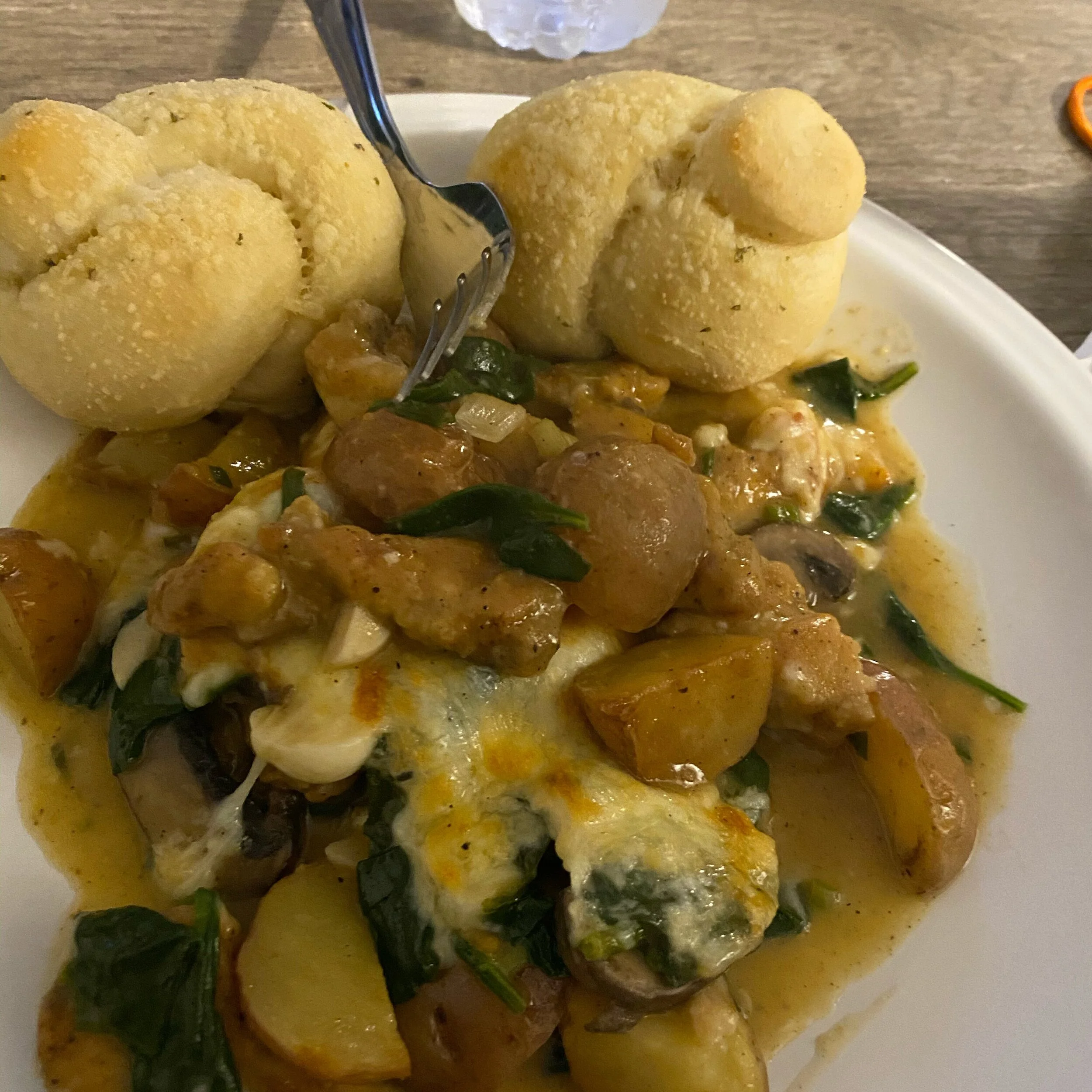 Smothered Chicken with Spinach, Potatoes, and Mushrooms