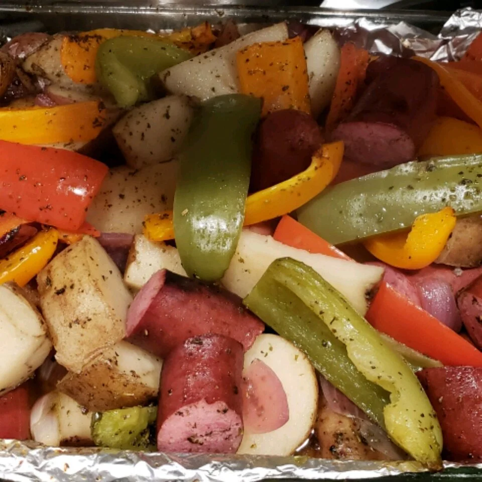 Sausage, Peppers, Onions, and Potato Bake