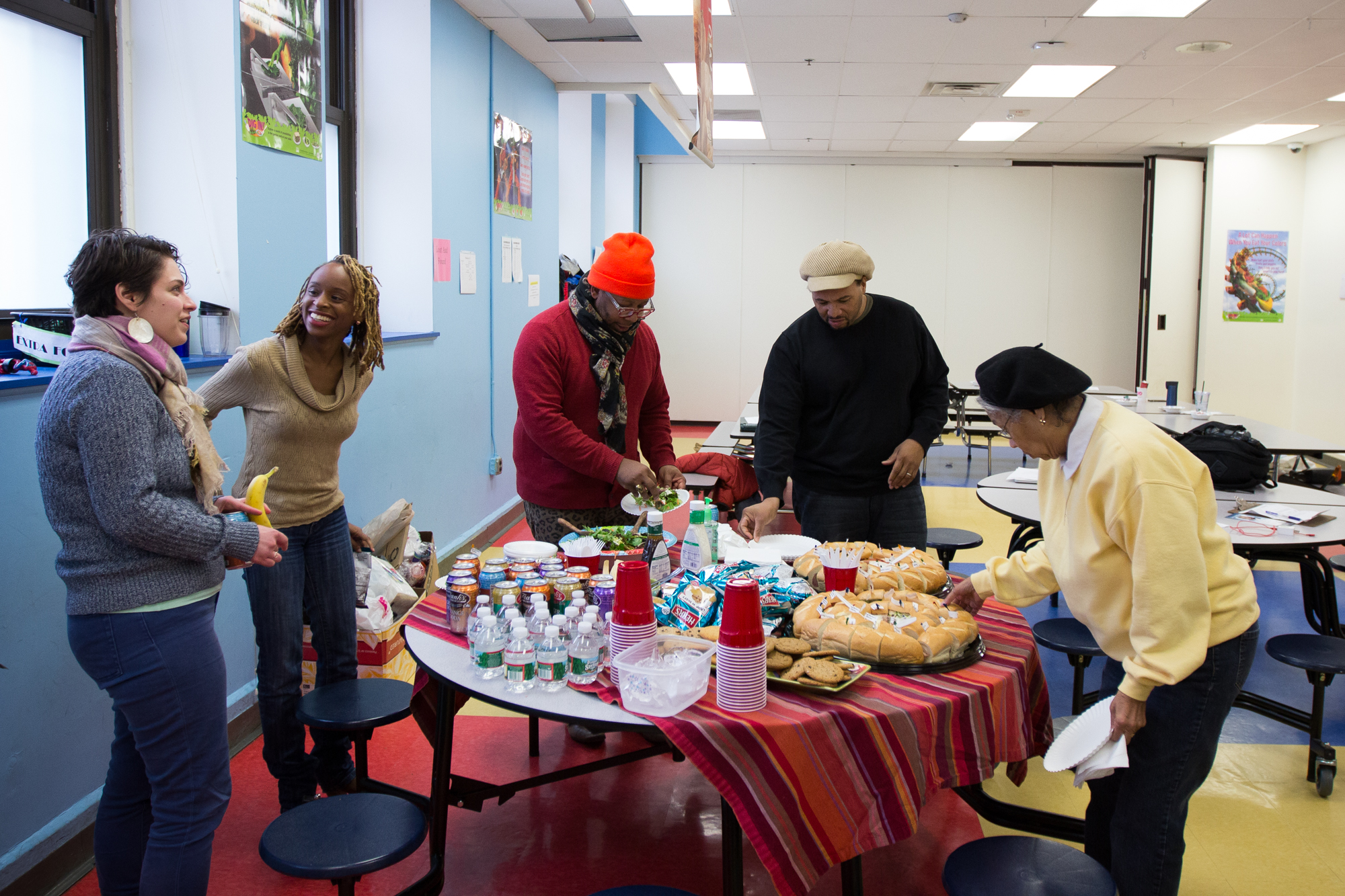  Participants in the second session of The Redline Project,&nbsp;held at Independence Charter School in Philadelphia, take a lunch break February 6, 2016. 