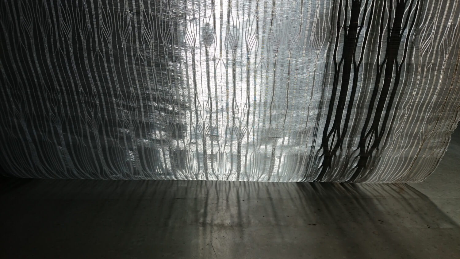 X-Ray Vault Series II No IV; detail 2015 nylon monofilament, cotton and iridescent film 280 x 106cm POA