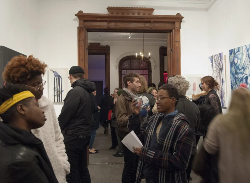 Photo of patrons attending the first Gallery House Reception and Exhibit, Fall 2015