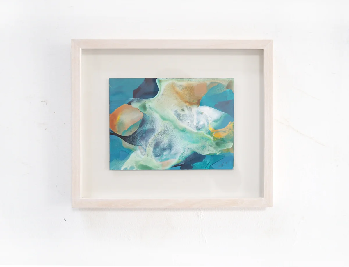 Blue & orange on turquoise