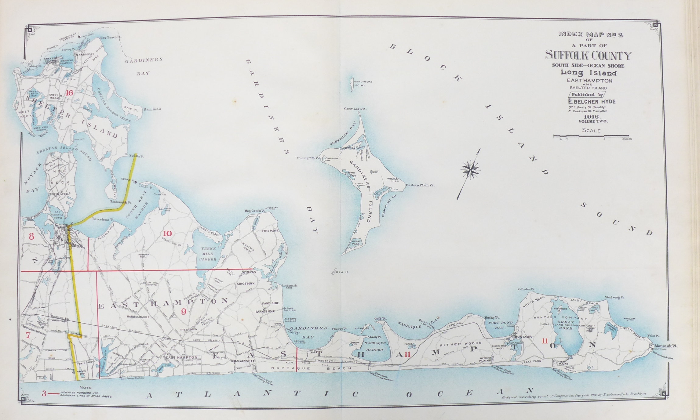 The East End of Long Island, from East Hampton to Montauk. The Beecher Map 1916.
