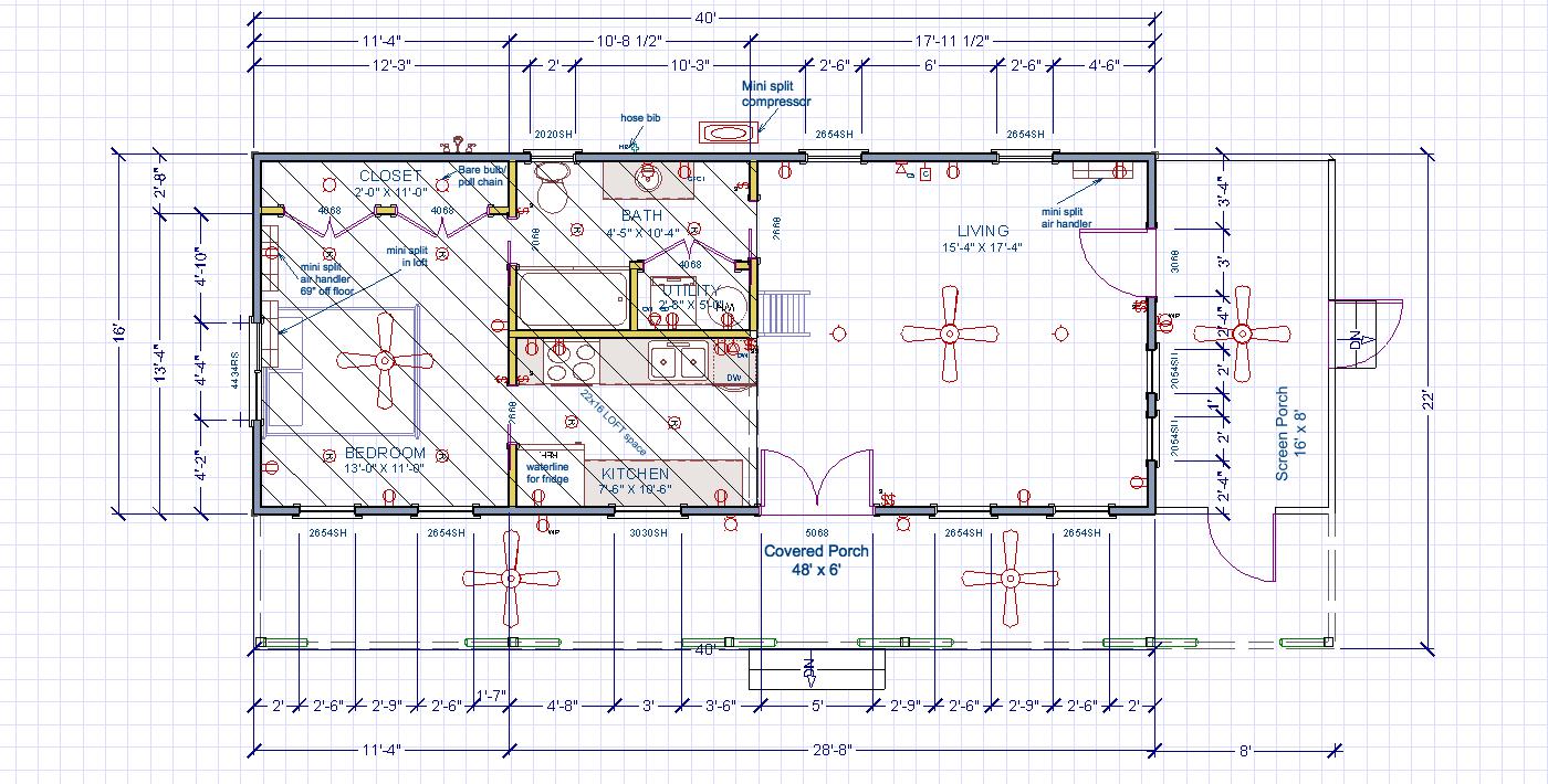 Cottage Cabin 16x40 + Cottage Kwik Room 12x14 — Kanga Room