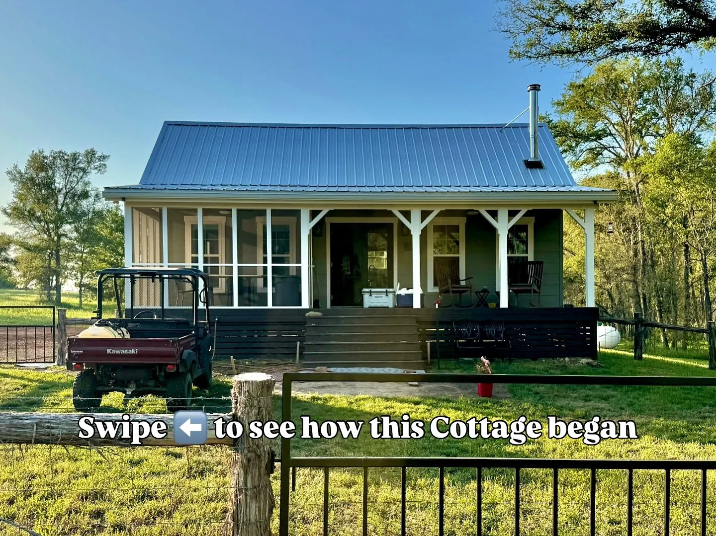 This 16x32 Cottage Cabin began in our shop where we built the base walls as a shell. It was then delivered to the site where we installed the roof and porch leaving the shell for the customer to finish the interior. We&rsquo;ll have more to come on t