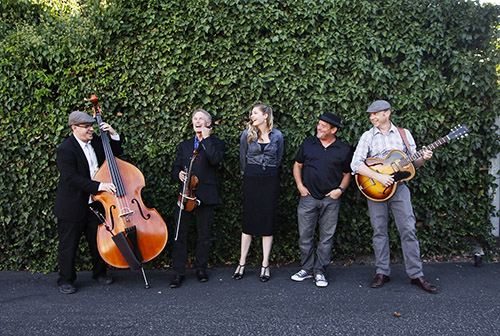 The Tipsy Gypsies Brian Lanzone, left, Allan Dick, Hilary Langdon, Daryl, Vandruff, and Forrestt Williams.
Photo by Joe Johnston 08-17-15
