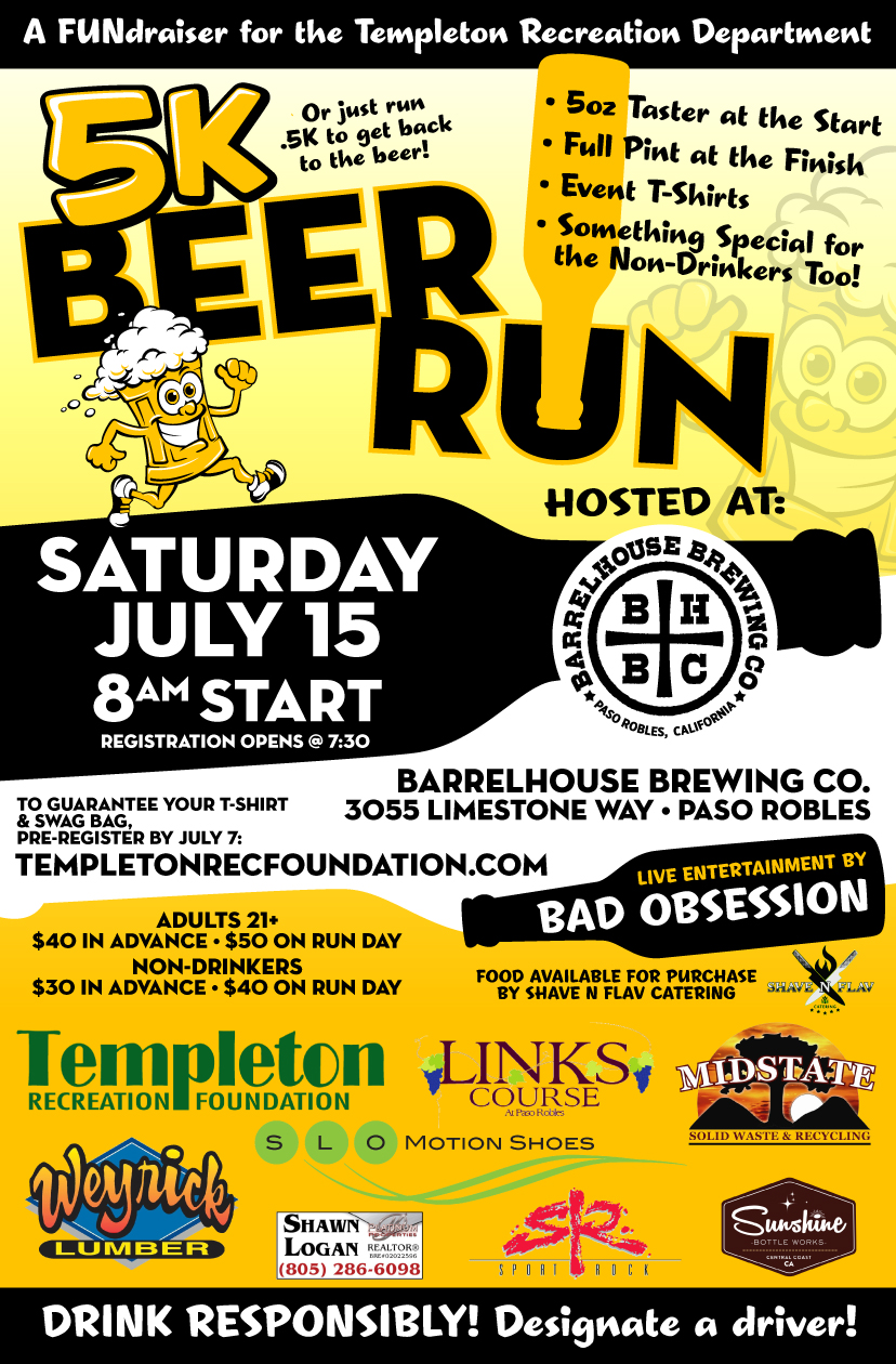Online registration is at https://www.templetonrecfoundation.com/events . We can also accept walk-in registration at the Templeton Recreation Office located at 599 S. Main Street any Tuesday – Friday9am-6pm. Pre-registration is open until July 7.