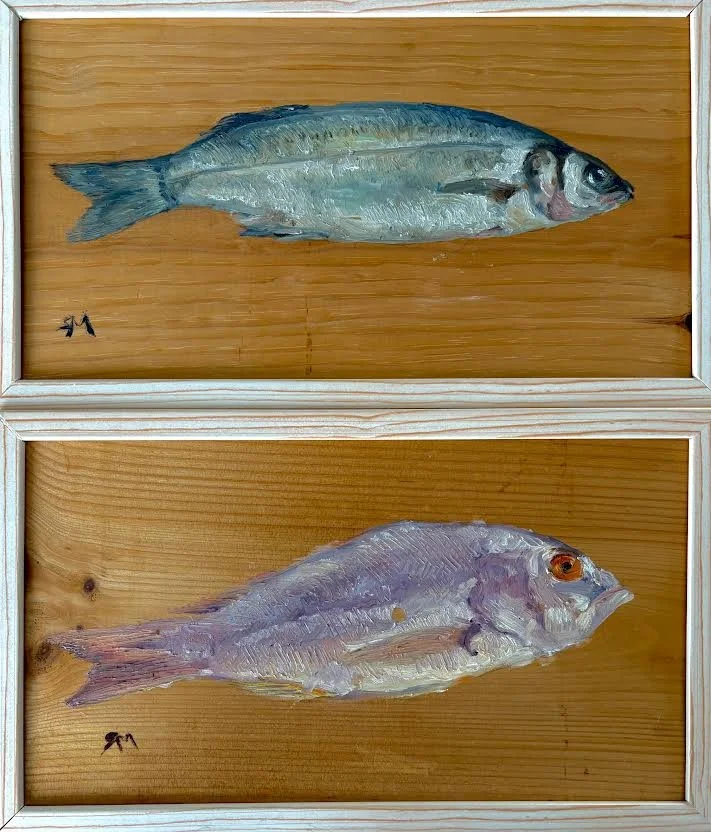 Marina Yashina Branzino and Red Snapper oil on wood.jpg