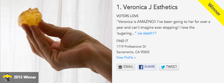 Sugarlillies founder, Veronica Lillie, wins 2015 KCRA 3 A-List award for Best Wax