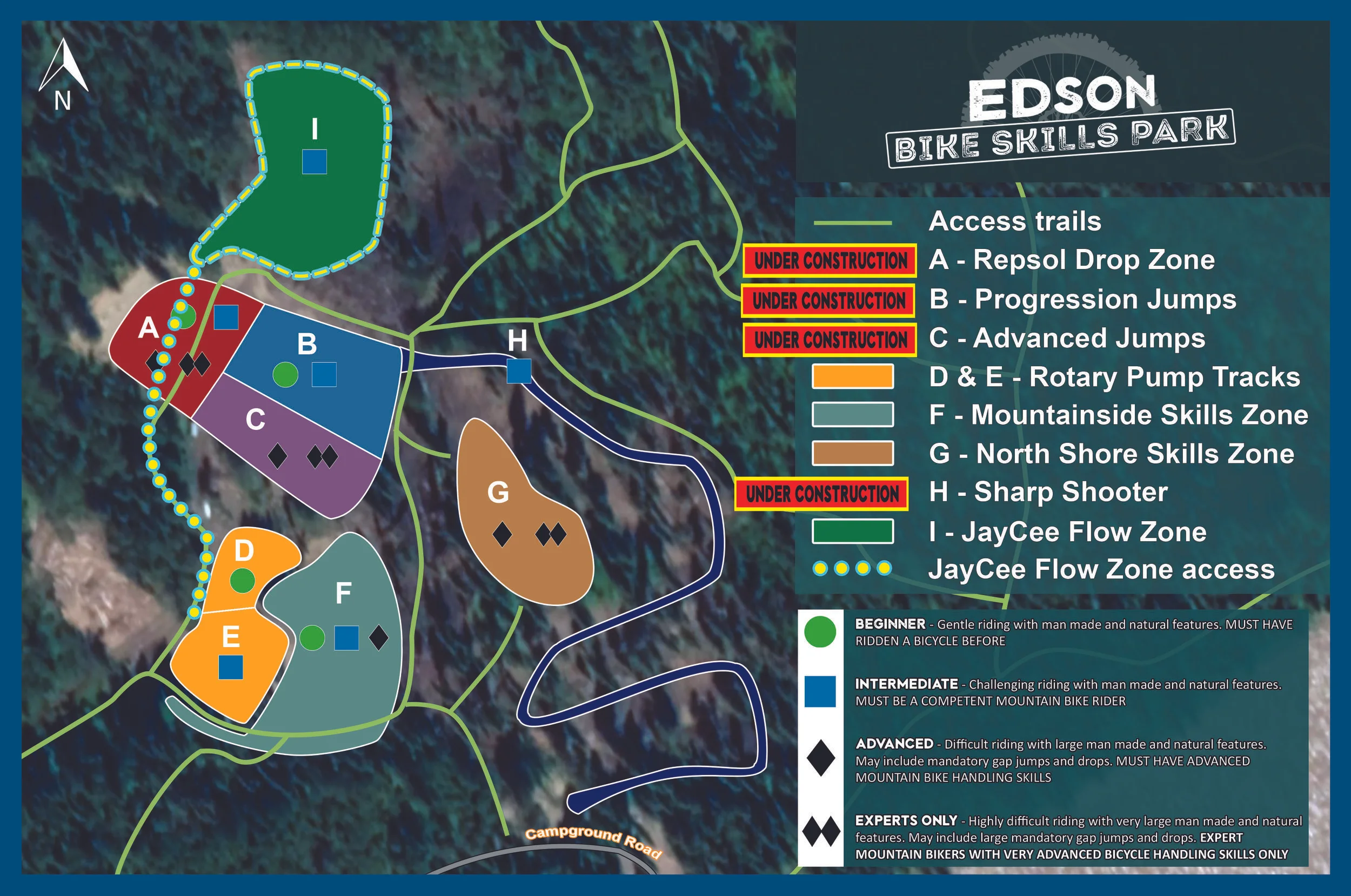 Edson Bike Skills Park - 2019 access map