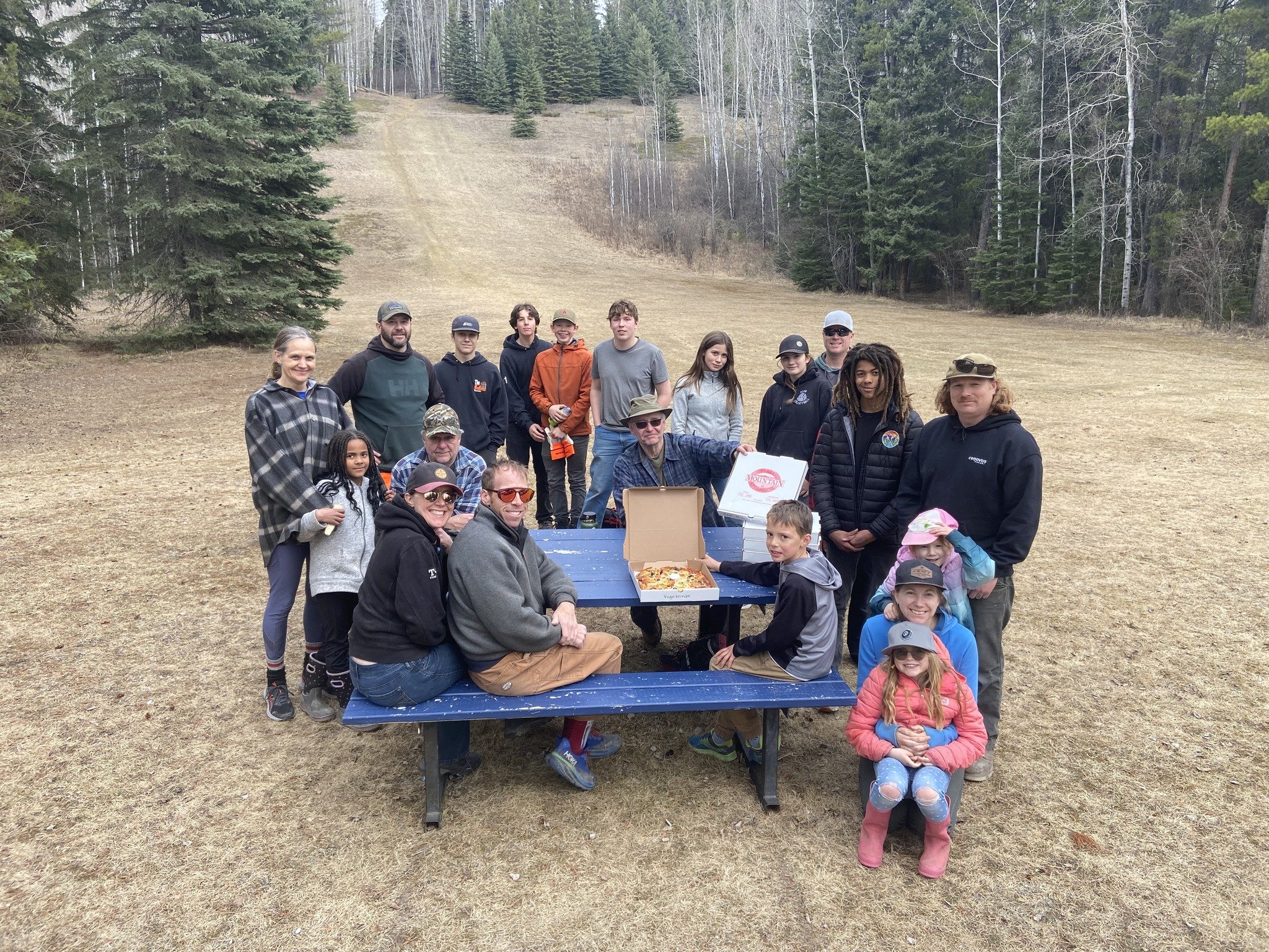 A great day out on the trails at Willmore today.  A huge effort, fueled by our good friends at http://Mountainpizza.ca/ who hooked us up with lunch!! Thanks to all the volunteers that came out and prepped the new flow trails that will be built this s