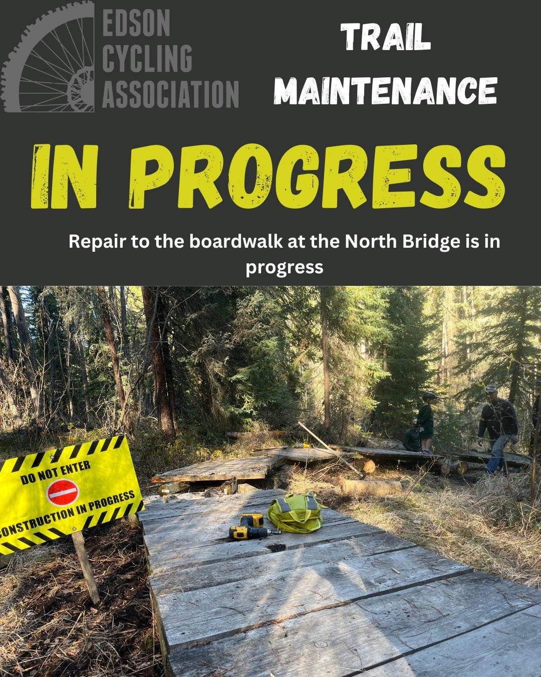 π§Trail Maintenance work to the board walk at the North Bridge is in progress. The boardwalk is being rerouted once again due to undermining at the creek. Patience Please π
A reminder that Trail Maintenance nights take place on Thursday evenings, w