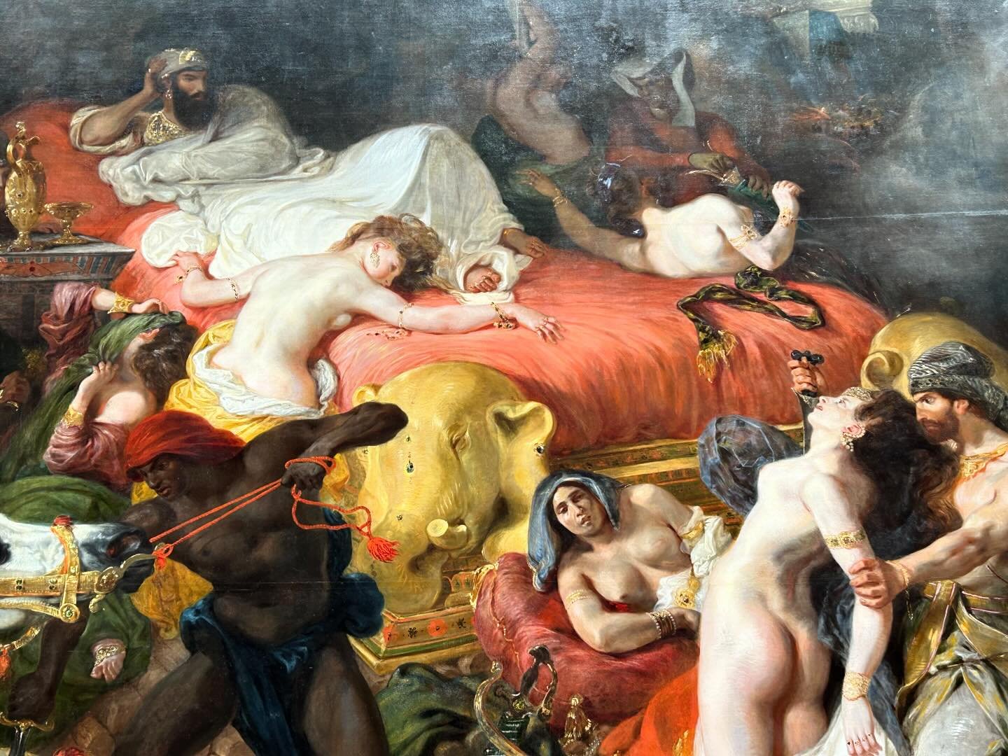 Details of Delacroix&rsquo;s Death of Sardanapalus, 1827, recently restored.  It&rsquo;s an explosion of color and bravura brushwork!! #delacroix #museedulouvre #romanticism #whatamakeover