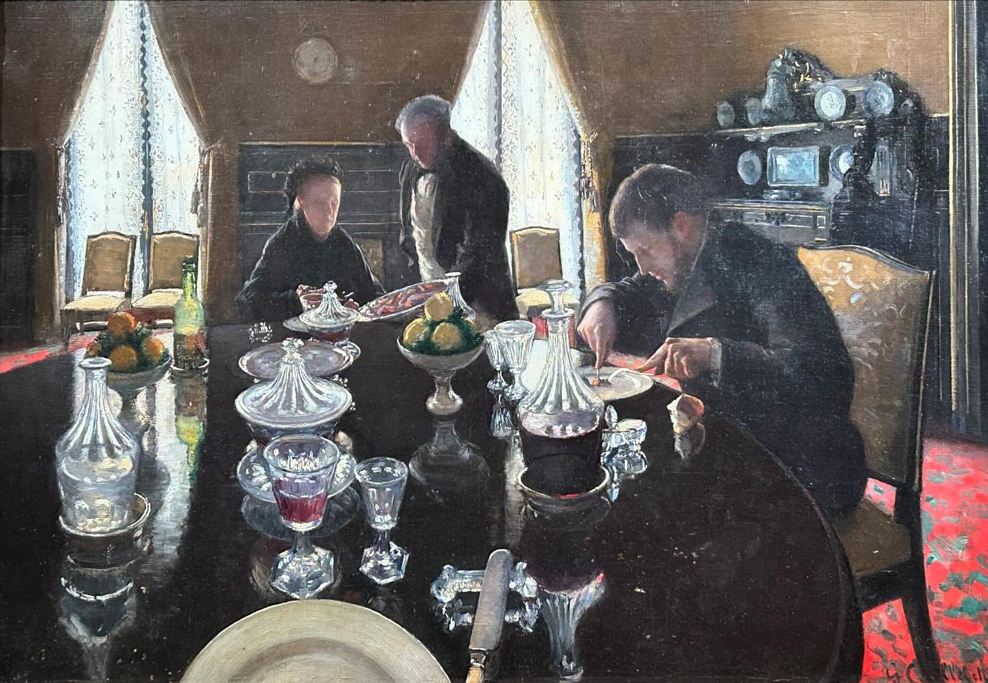 Gustave Caillebotte, Luncheon, 1876. Love this unconventional family portrait! #caillebotte #paintingmen #museedorsay @aforsay #Thanksgiving #leftovers