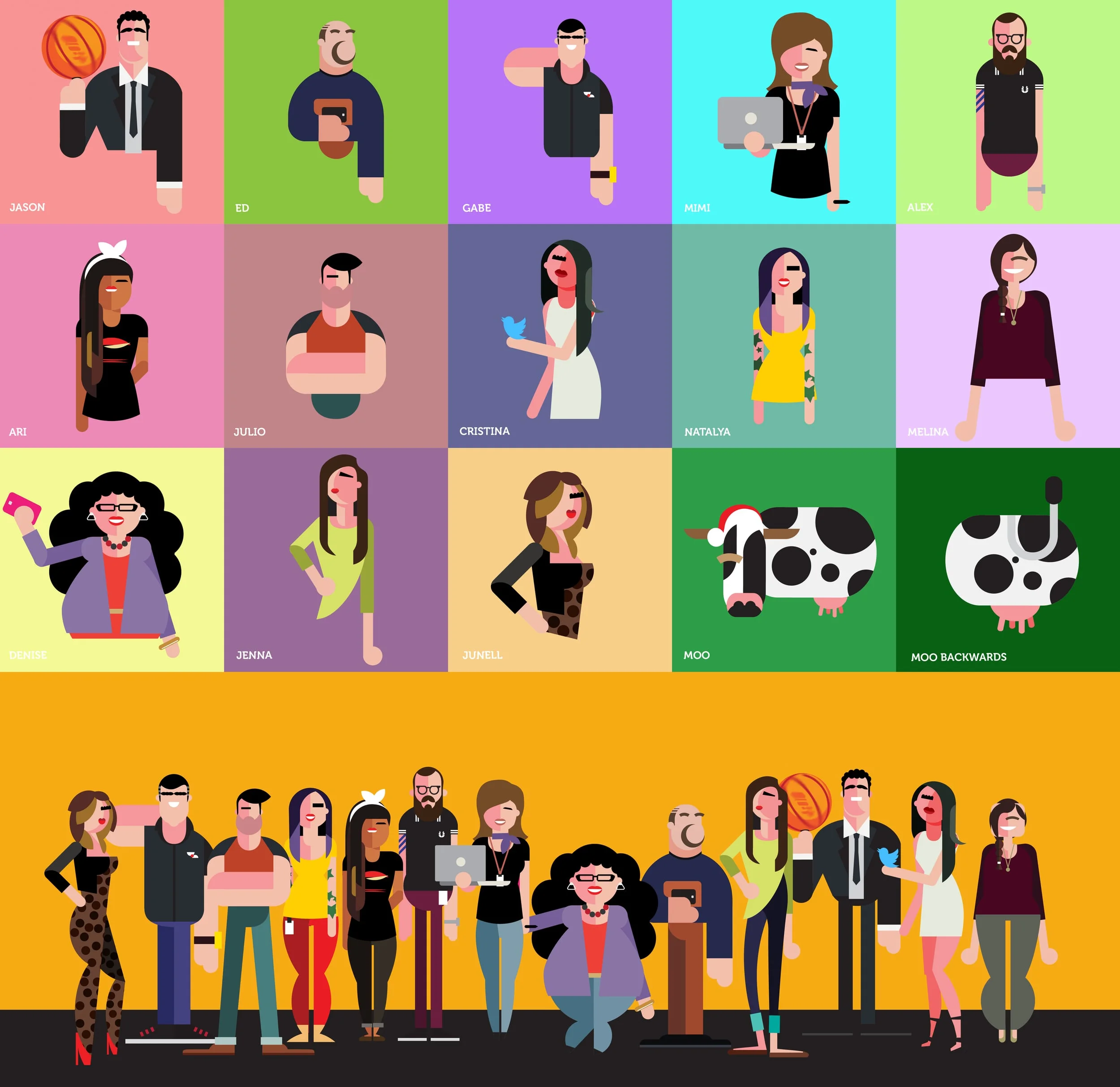 Tippit&Moo Staff characters