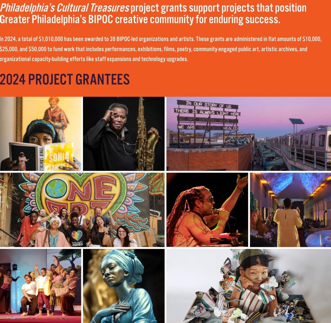Our team is immensely grateful to be part of this amazing group of artists and organizations. #PHLCulturalTreasures grants support performances, exhibitions, films, community-engaged public art, and efforts to strengthen long-term organizational succ