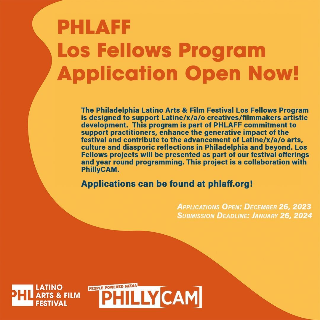 Applications for our #PHLAFF24 Los Fellows Program, in collaboration with PhillyCAM, are now open! ⁠
⁠
This 8-month fellowship program (March-October) will support three selected Fellows by offering an honorarium award of $10,000 each over the course