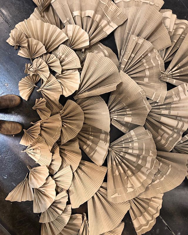 Being sustainable is a big part of our design process and in choosing the materials we work with. We are always trying to think about the impact on our world of the materials we use.  In this case, we transform corrugated cardboard into coral fans th