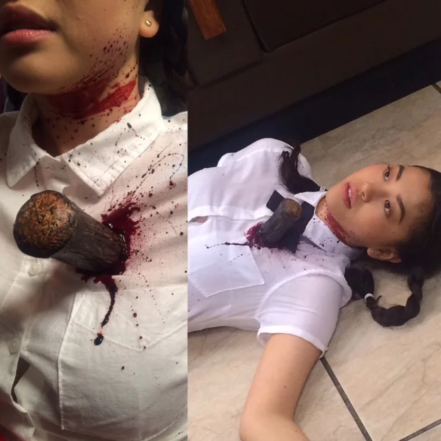  Fake stake and blood application  "The Vampire Leland" Directed by Tijuana Pirro 