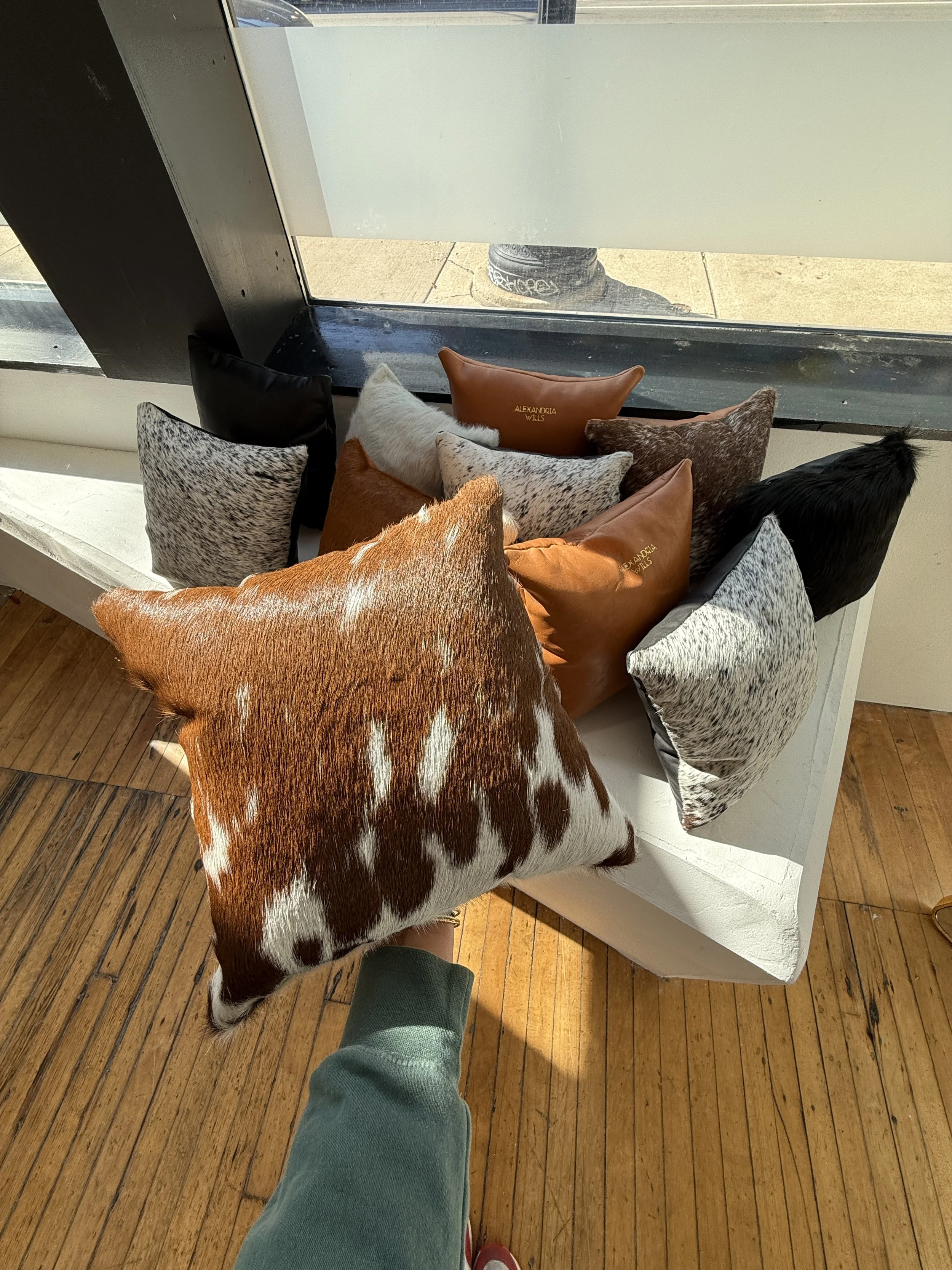 Cowhide pillow, Pony hair pillow, Hair on Hide pillows, leather pillows, handmade in Chicago