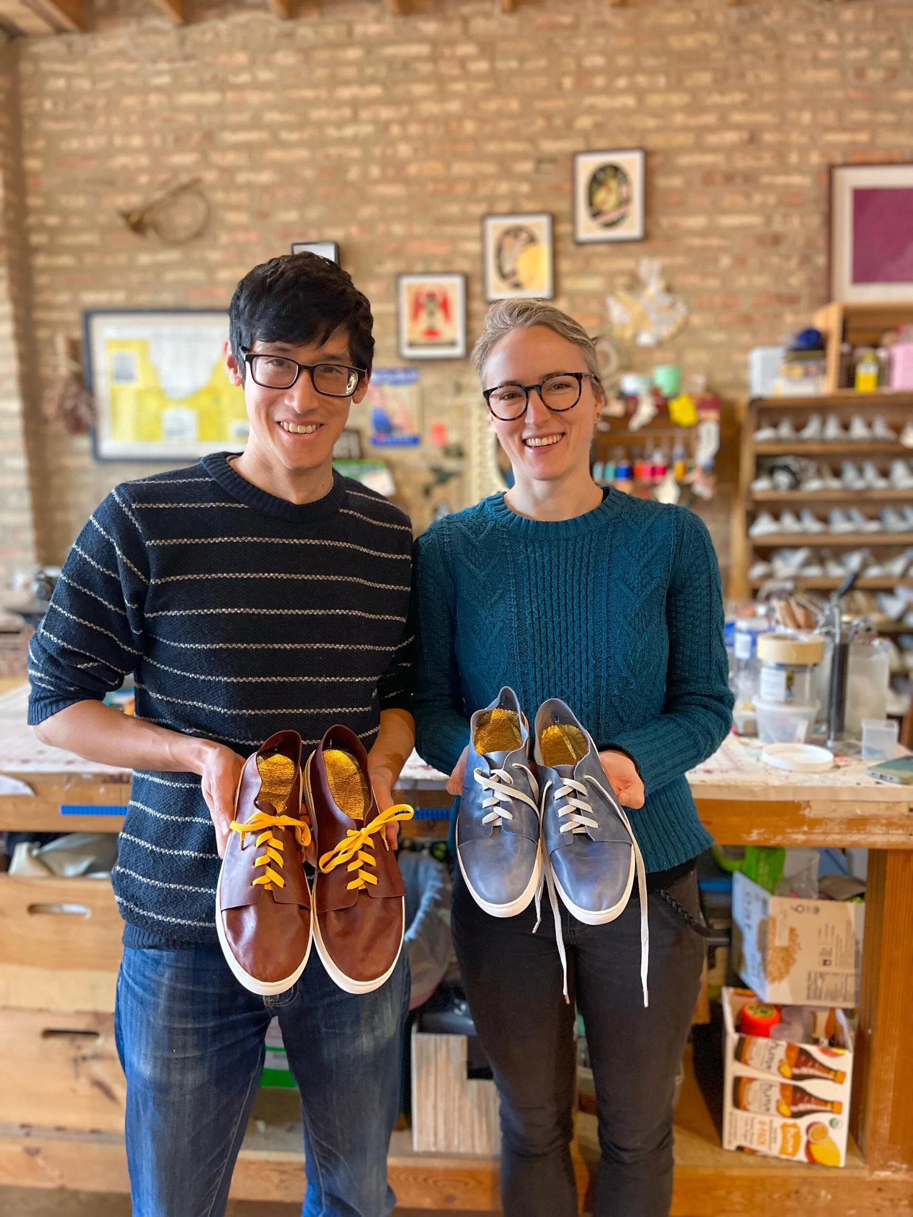 Couples shoemaking sneaker making class workshop