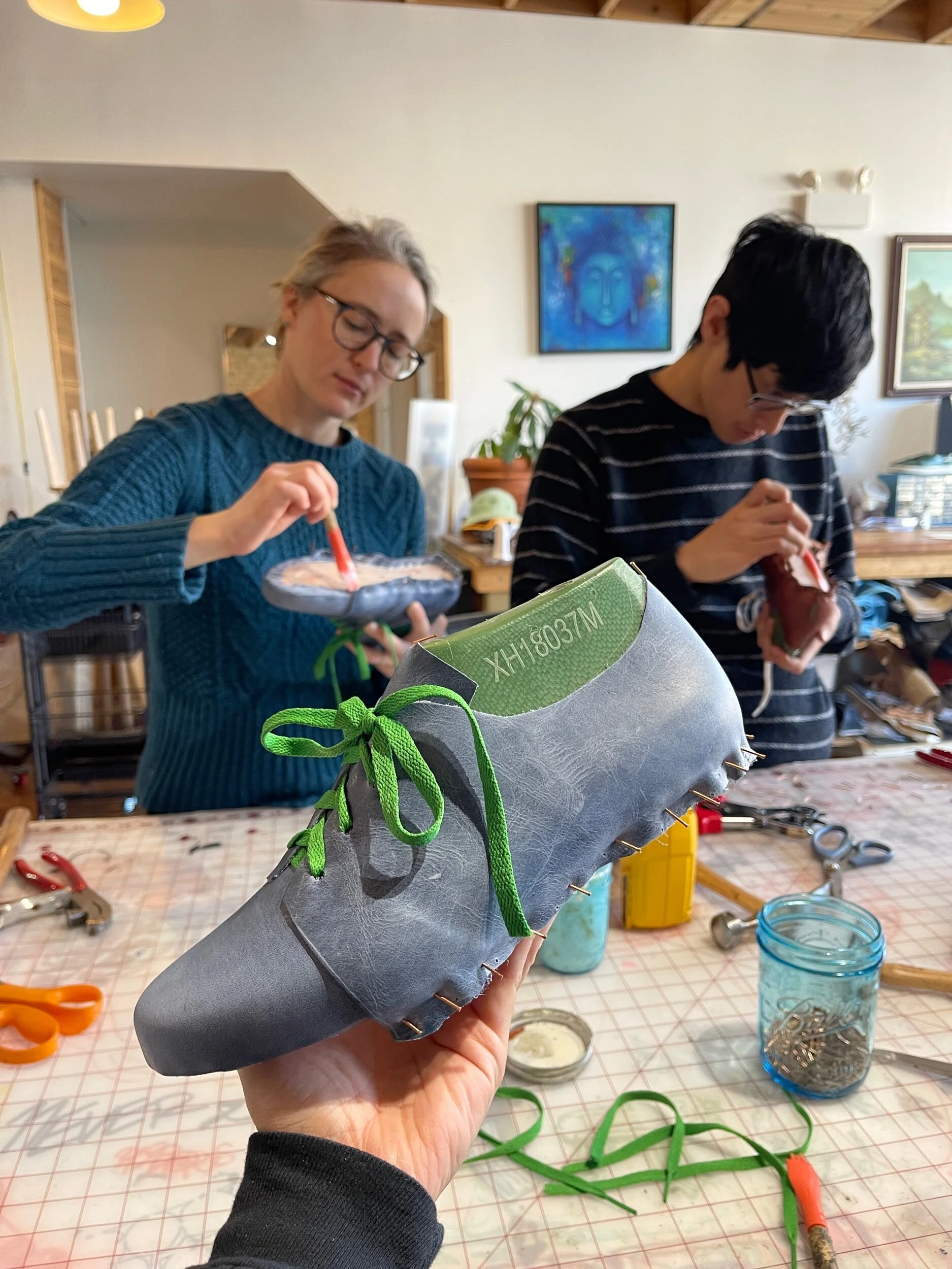 Couples shoemaking sneaker making class workshop