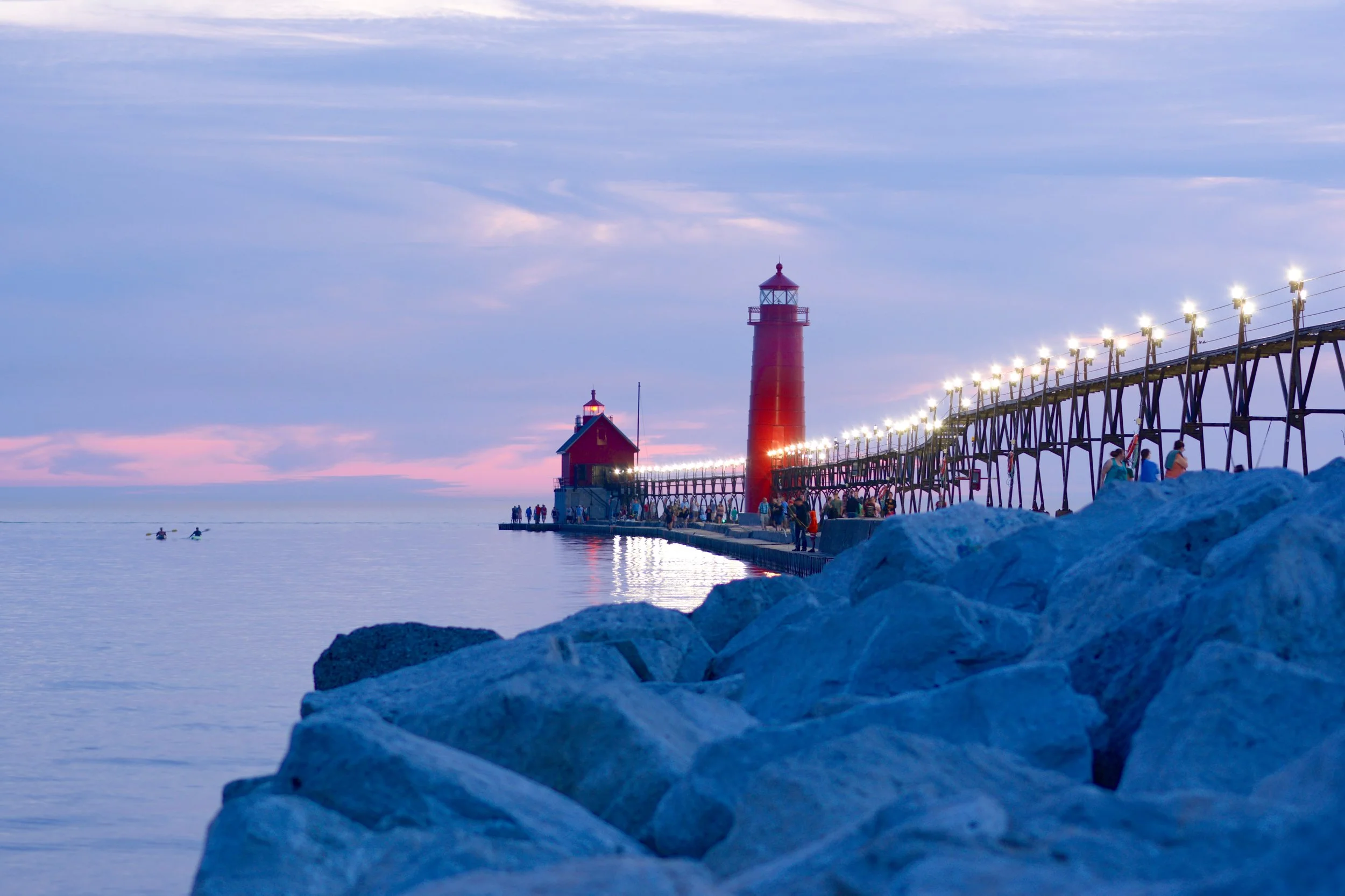 Summertime in Grand Haven (before the lights were removed from the catwalk).