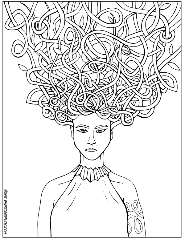 Green Medusa Coloring Sheet