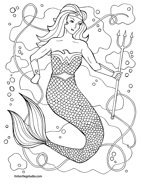 Water Woman Mermaid Coloring Sheet
